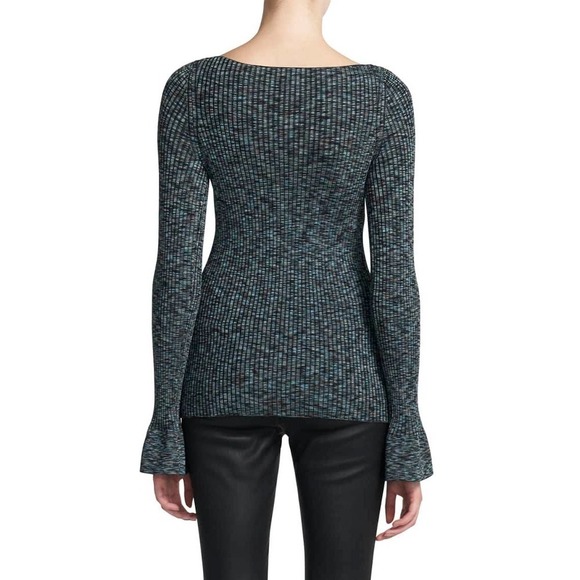 Theory Women's Boat-Neck Cabled Print Ribbed Pullover Sweater Size S NWOT - Picture 2 of 12